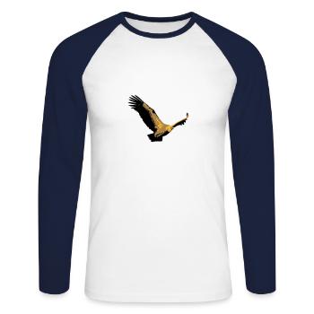 Vautour - T-shirt baseball manches longues Homme - blanc/marine - Devant - Nik (191cm)