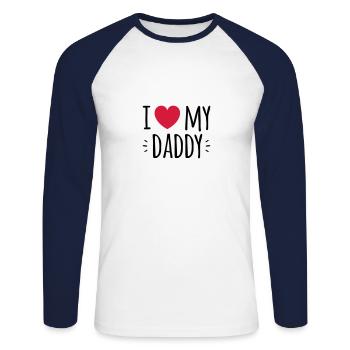 " i love my daddy " - Unisex Long Sleeve Baseball T-Shirt - white/navy - Front - Nik (191cm)