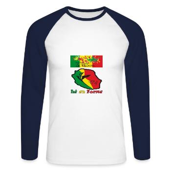 974 die in Form 02 rasta - Unisex Baseballshirt langarm - Weiß/Navy - Vorne - Nik (191cm)