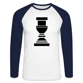 Colonne grecque - T-shirt baseball manches longues Homme - blanc/marine - Devant - Nik (191cm)