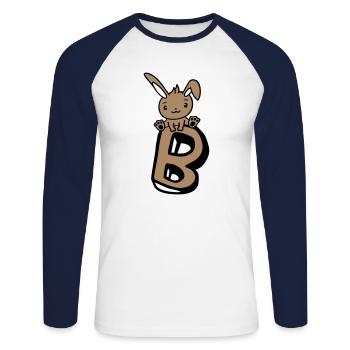 Bunny Letter B Like Bunny Big Alphabet Learning - Unisex Long Sleeve Baseball T-Shirt - white/navy - Front - Nik (191cm)