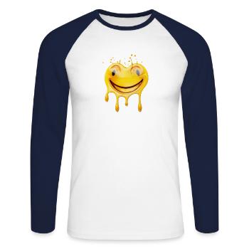 Le rire fondant - T-shirt baseball manches longues Homme - blanc/marine - Devant - Nik (191cm)