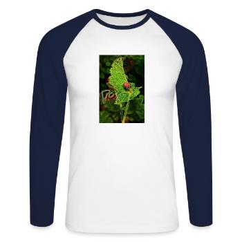 Marienkäfer - Unisex Baseballshirt langarm - Weiß/Navy - Vorne - Nik (191cm)