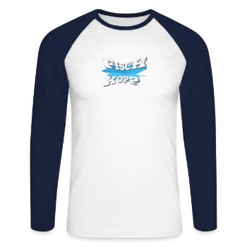 Fischkopp 4 - Unisex Baseballshirt langarm - Weiß/Navy - Vorne - Nik (191cm)