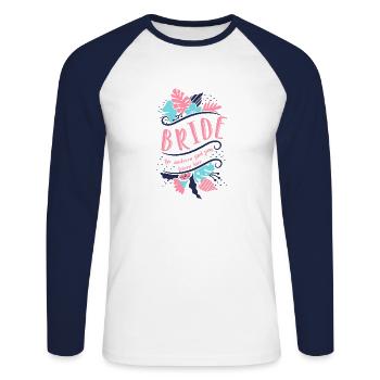 Braut 1 - Unisex Baseballshirt langarm - Weiß/Navy - Vorne - Nik (191cm)