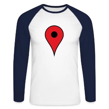 Funny Location Maps - T-shirt baseball manches longues Homme - blanc/marine - Devant - Nik (191cm)
