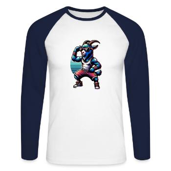 Ziege Workout Fitness Training Gym - Unisex Baseballshirt langarm - Weiß/Navy - Vorne - Nik (191cm)
