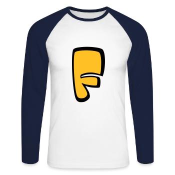 Alphabet F - Unisex Long Sleeve Baseball T-Shirt - white/navy - Front - Nik (191cm)