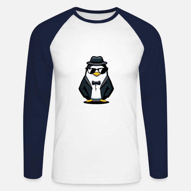 Pinguin - Unisex Baseballshirt langarm - Weiß/Navy