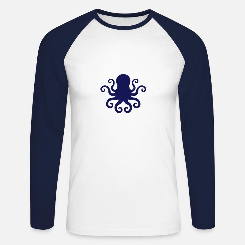 octo logo - Unisex Baseballshirt langarm - Weiß/Navy