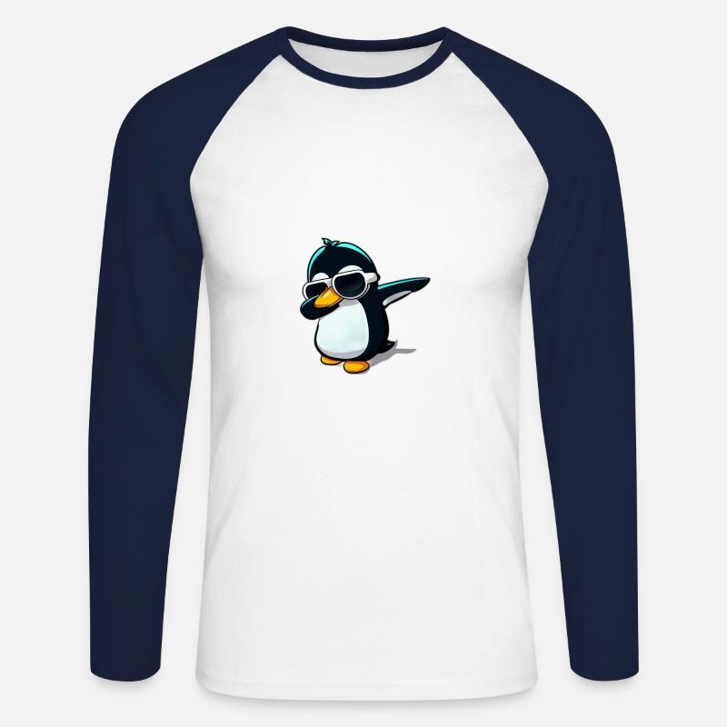 Der dabbende Pinguin - Unisex Baseballshirt langarm - Weiß/Navy