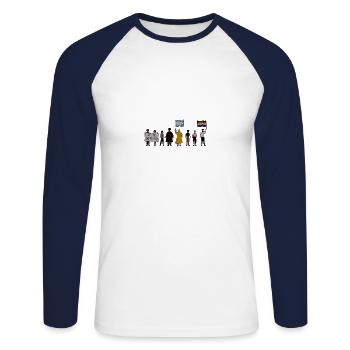 Leave No One Behind - Queer - trans - pride - Unisex Baseballshirt langarm - Weiß/Navy - Vorne - Nik (191cm)