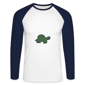 Schildkröte Grün Tier Tiere Motiv - Unisex Baseballshirt langarm - Weiß/Navy - Vorne - Nik (191cm)