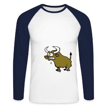 Mad Bull - T-shirt baseball manches longues Homme - blanc/marine - Devant - Nik (191cm)