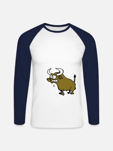 Wütender Stier - Unisex Baseballshirt langarm - Weiß/Navy