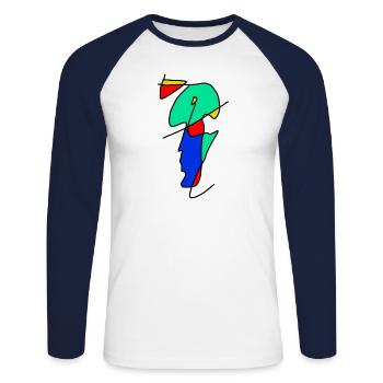 Kunst - Unisex Baseballshirt langarm - Weiß/Navy - Vorne - Nik (191cm)