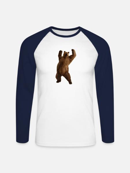 bear PNG23458 - Unisex Baseballshirt langarm - Weiß/Navy