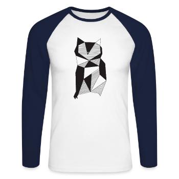 Hibou - noir et blanc - T-shirt baseball manches longues Homme - blanc/marine - Devant - Nik (191cm)