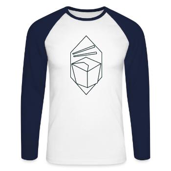 takeout cup container chopsticks - Unisex Long Sleeve Baseball T-Shirt - white/navy - Front - Nik (191cm)