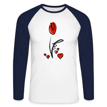 mit viel Liebe! - Unisex Baseballshirt langarm - Weiß/Navy - Vorne - Nik (191cm)