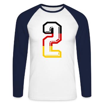 Nummer 2 Deutschland Trikot Zahl 2 Jahre - Unisex Baseballshirt langarm - Weiß/Navy - Vorne - Nik (191cm)