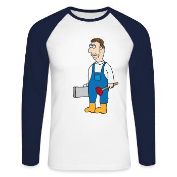 Concierges - T-shirt baseball manches longues Homme - blanc/marine - Devant - Nik (191cm)