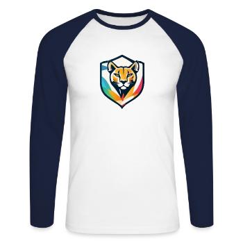 Mountain - Unisex Long Sleeve Baseball T-Shirt - white/navy - Front - Nik (191cm)
