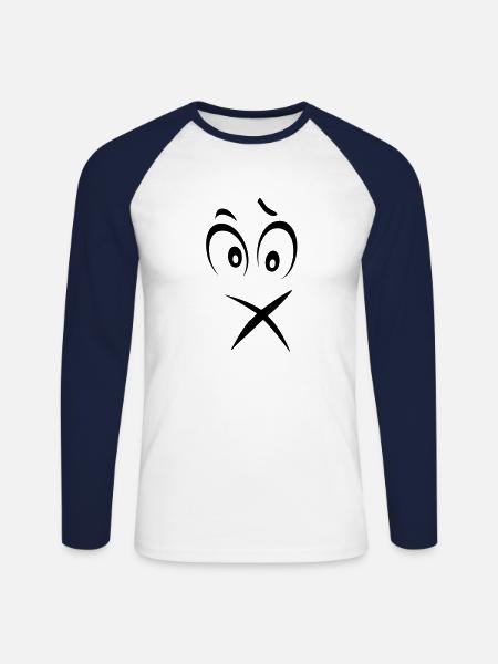 cousu1 smiley mouth - Unisex Long Sleeve Baseball T-Shirt - white/navy