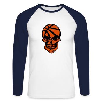 basketball head of death logo sport 1205 - Unisex Long Sleeve Baseball T-Shirt - white/navy - Front - Nik (191cm)