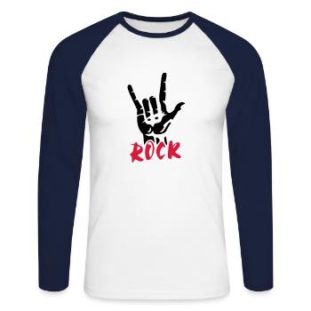 Rock music hand sound - Unisex Long Sleeve Baseball T-Shirt - white/navy - Front - Nik (191cm)