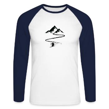 Ski ski ski motif pour skieurs - T-shirt baseball manches longues Homme - blanc/marine - Devant - Nik (191cm)