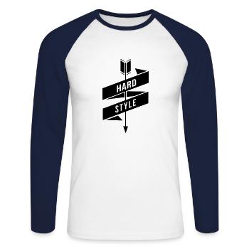 Hard style - Unisex Long Sleeve Baseball T-Shirt - white/navy - Front - Nik (191cm)