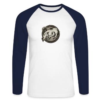 Wild Rat Grunge Animal - Unisex Long Sleeve Baseball T-Shirt - white/navy - Front - Nik (191cm)