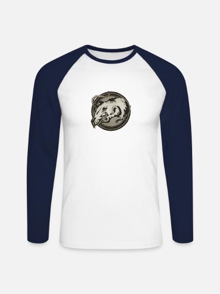 Wild Rat Grunge Animal - Unisex Long Sleeve Baseball T-Shirt - white/navy