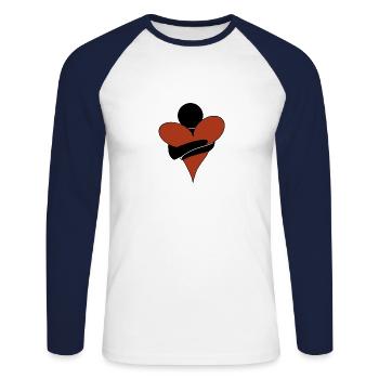 Tiens mon cœur - T-shirt baseball manches longues Homme - blanc/marine - Devant - Nik (191cm)