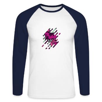 Teinture motif camouflage violet - T-shirt baseball manches longues Homme - blanc/marine - Devant - Nik (191cm)