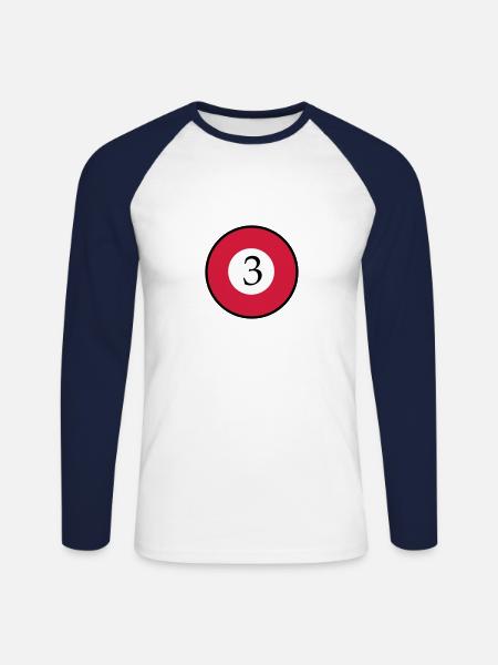 billard - T-shirt baseball manches longues Homme - blanc/marine