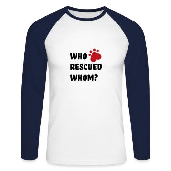 Animal Welfare Dog - Unisex Long Sleeve Baseball T-Shirt - white/navy - Front - Nik (191cm)