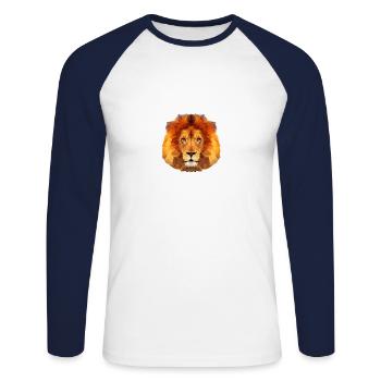 lion - Unisex Long Sleeve Baseball T-Shirt - white/navy - Front - Nik (191cm)
