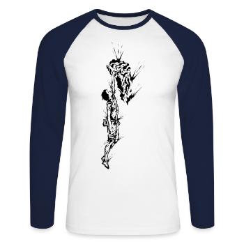 Klettern Bouldern - Unisex Baseballshirt langarm - Weiß/Navy - Vorne - Nik (191cm)