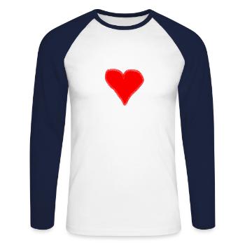 Coeur. battre - T-shirt baseball manches longues Homme - blanc/marine - Devant - Nik (191cm)