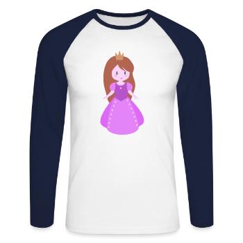Figure de fille princesse - T-shirt baseball manches longues Homme - blanc/marine - Devant - Nik (191cm)