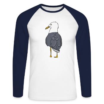 Mouette - T-shirt baseball manches longues Homme - blanc/marine - Devant - Nik (191cm)