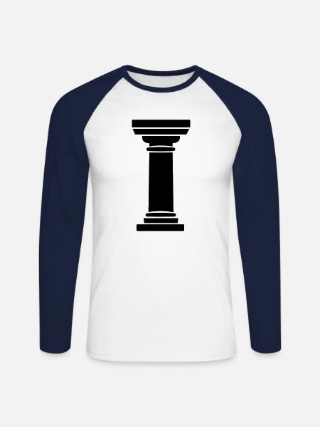 Greek Column - Unisex Long Sleeve Baseball T-Shirt - white/navy