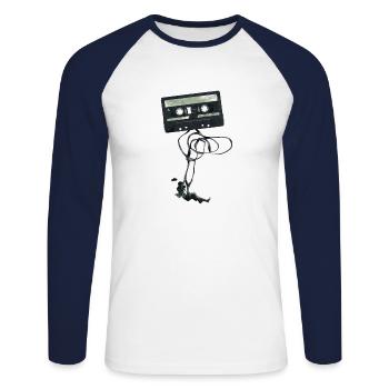 Swing cassette - Unisex Long Sleeve Baseball T-Shirt - white/navy - Front - Nik (191cm)