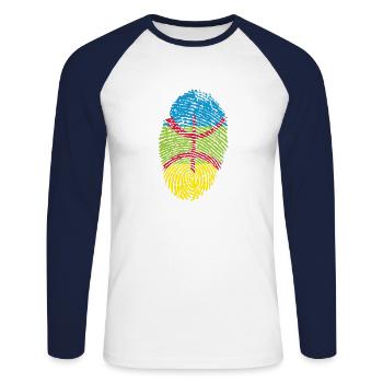 Amazigh-Abdruck - Unisex Baseballshirt langarm - Weiß/Navy - Vorne - Nik (191cm)