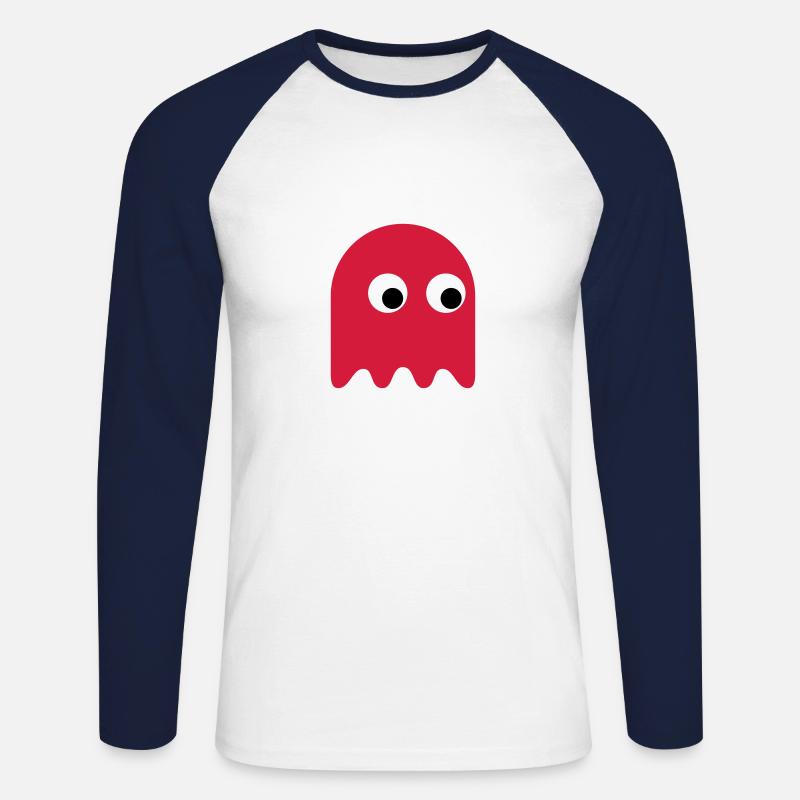 Game Classics Ghost - Unisex Baseballshirt langarm - Weiß/Navy
