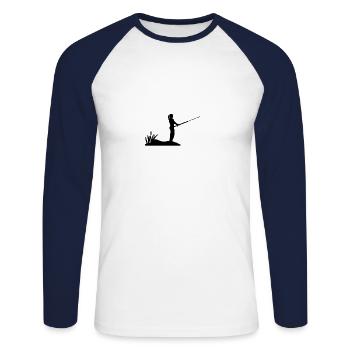 Femme pêche femme passe-temps - T-shirt baseball manches longues Homme - blanc/marine - Devant - Nik (191cm)