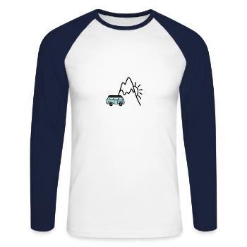 Mountain camping - Unisex Long Sleeve Baseball T-Shirt - white/navy - Front - Nik (191cm)