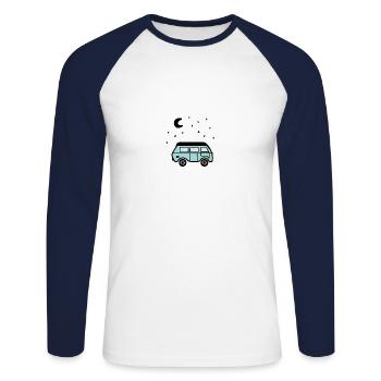 Van bei Nacht - Unisex Baseballshirt langarm - Weiß/Navy - Vorne - Nik (191cm)
